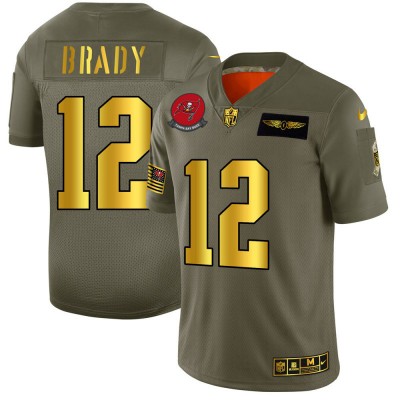 Tampa Bay Buccaneers #12 Tom Brady NFL Men's Nike Olive Gold 2019 Salute to Service Limited Jersey Men's